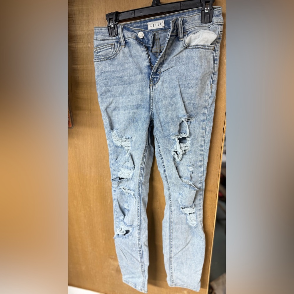 Cello Light Blue Distressed Skinny Jeans
